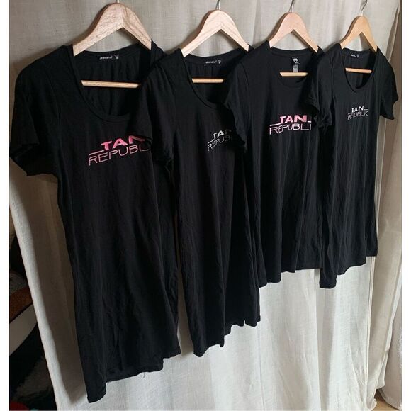 Black Tan Republic Graphic Tee Set of 4,Lightweight, Fitted, colorful logos - Picture 1 of 12